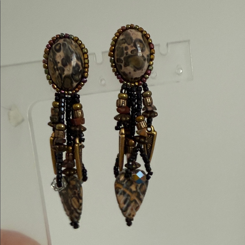 Beaded Dangle Earrings with Earthy Tones